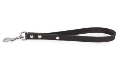 Zwarte leren korthouder 35 cm