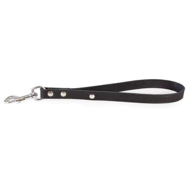 Zwarte leren korthouder 35 cm